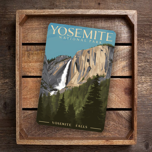 Yosemite Falls National Park Wall Sign – Vibrant Waterfall & Granite Cliff Art – Rustic Metal Nature Decor For Home, Cabin, Or Office 8x12