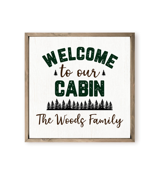 Personalized Printed "Welcome To Our Cabin" Framed Custom Family Name Sign