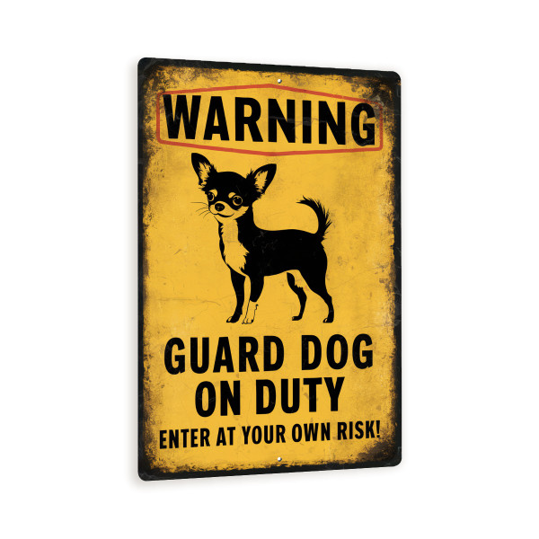 Funny Chihuahua Guard Dog Warning Sign – Vintage-Style Pet Humor Sign For Home Or Yard – Enter At Your Own Risk Dog Decor 8x12