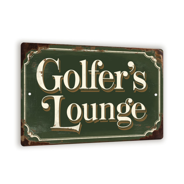 Golfer's Lounge Vintage Metal Sign – Rustic Golf Wall Decor For Home Bar, Clubhouse, Or Man Cave – Green Distressed Golf Sign 8x12
