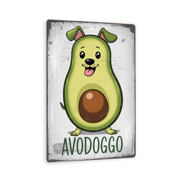 AVODOGGO Funny Avocado Dog Metal Sign – 8x12 Vintage Cartoon Wall Decor With Rustic Finish, Whimsical Kitchen Or Nursery Art