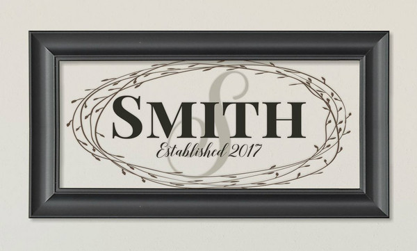 Personalized Family Acrylic Frame With Floral Wreath 11x21