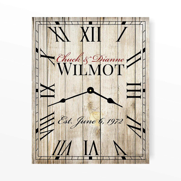Personalized Rustic Rectangle Clock 12x15 or 16x20