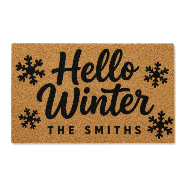 Hello Winter personalized coir doormat