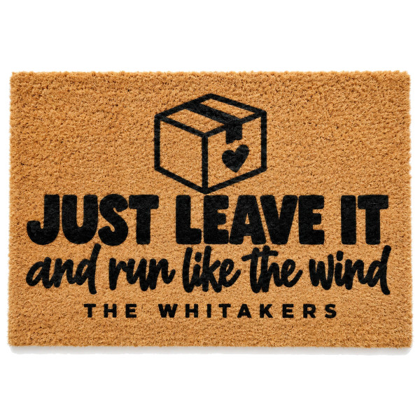 Just Leave It personalized coir doormat