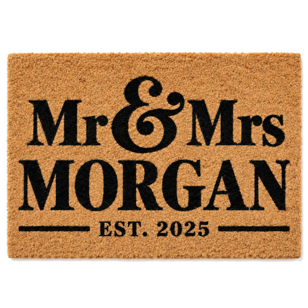Mr & Mrs personalized coir doormat
