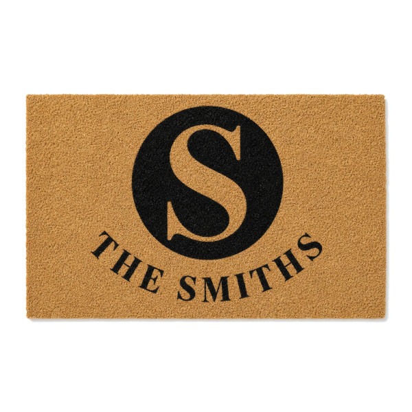 Knockout Circle Monogram personalized coir doormat