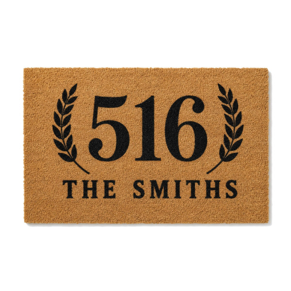 Farmhouse House Number personalized coir doormat