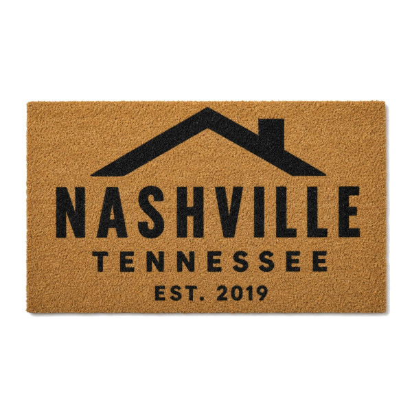 Hometown + Est. personalized coir doormat