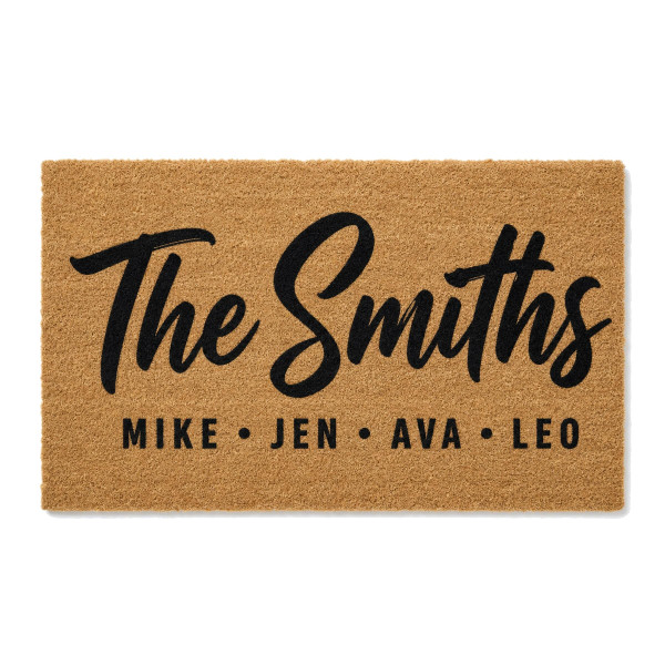 Family First Names personalized coir doormat