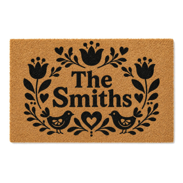 Scandinavian Folk personalized coir doormat
