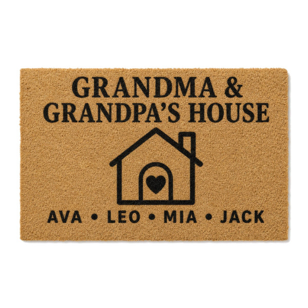 Grandparents' House + Grandkids personalized coir doormat