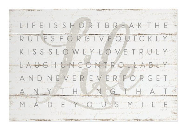 Life Is Short Break The Rules Rustic Wood Wall Sign