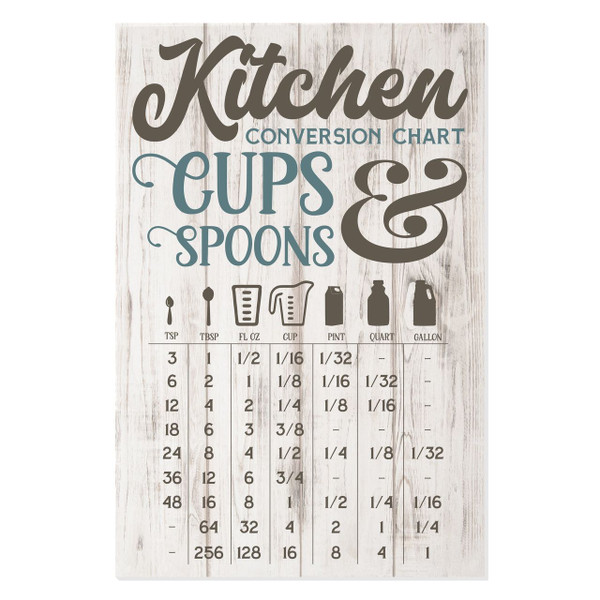 Kitchen Conversion Chart Rustic Wood Wall Sign 8x12