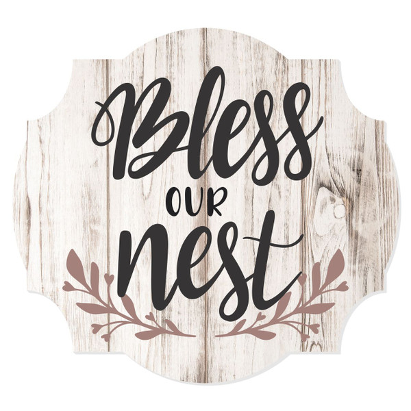 Bless Our Nest Scalloped Wall Sign 12x13