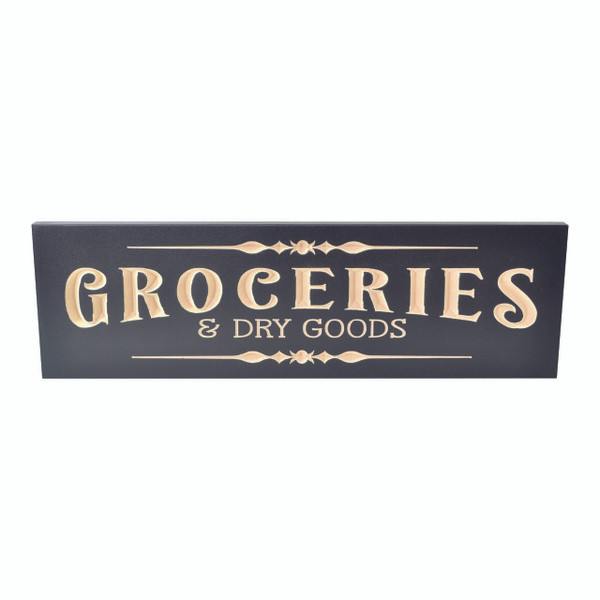 Groceries Engraved Wood Wall Sign 6x20