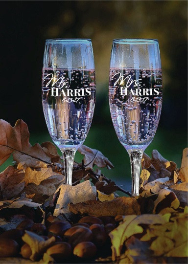 Personalized Engraved Champagne Flutes Mr. and Mrs. (Set of 2)