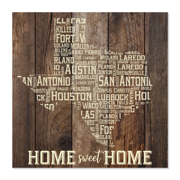 Home Sweet Home Texas Rustic Wood Wall Sign