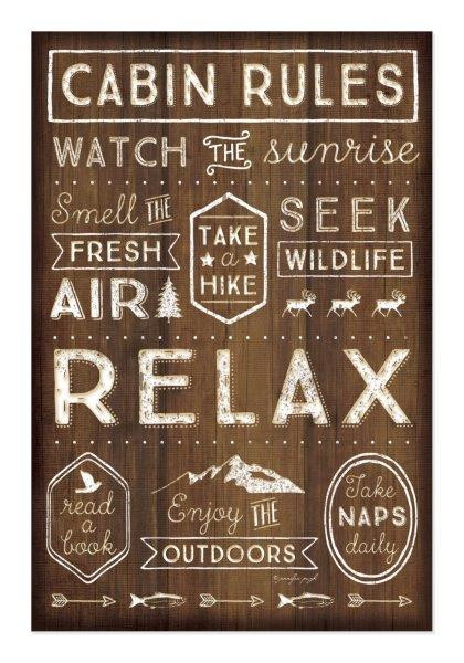 Cabin Rules Rustic Wood Sign