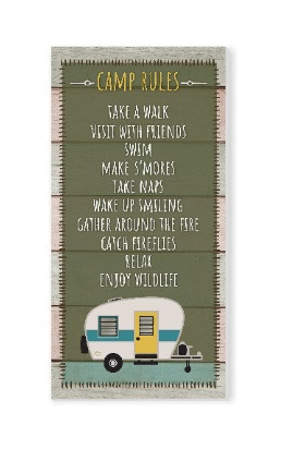 Camp Rules Rustic Wood Wall Sign