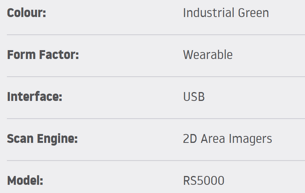 Zebra SCANNER RS5000X 2D-SR SHORT/CBL STD/TRIG