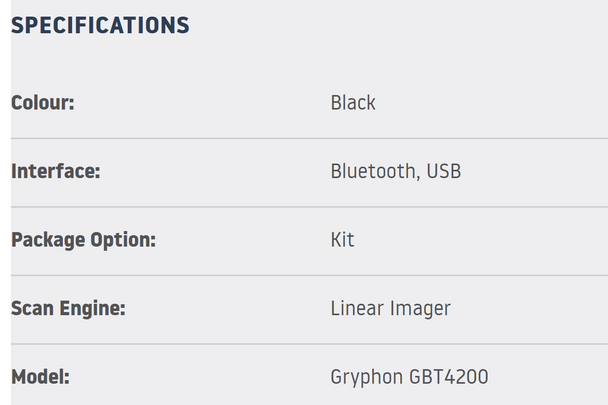Datalogic GRYPHON GBT4200 BT 1D BLK + BASE KIT
