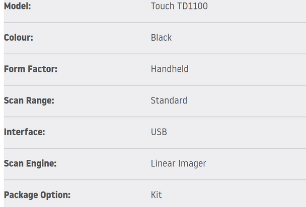 Datalogic TOUCH TD1100 65 LIGHT USB BLK + USB CBL