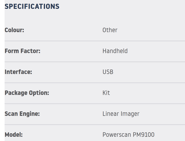 Datalogic POWERSCAN PM9100 1D R/BAT 433MHZ USB KIT