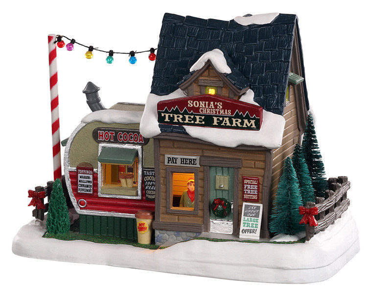 Lemax Vail Village – Farm Fresh Christmas Trees, Edificio Illuminato Per Presepe Natalizio (25928)