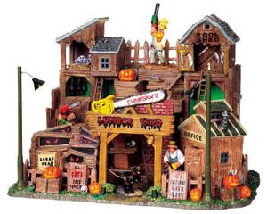 95802 - Chainsaw's Lumber Yard with 4.5v Adaptor - Lemax Spooky Town Halloween Village Houses & Buildings