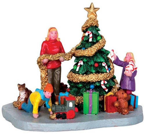 43078 - Decorating the Xmas Tree  - Lemax Christmas Village Table Pieces