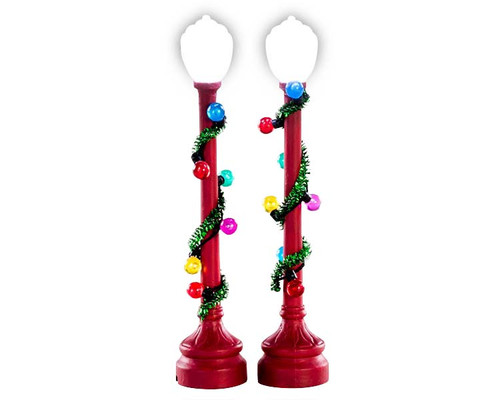 74229 - Red Globe Street Lamp, Set of 2, Battery-Operated (4.5v) - Lemax Misc. Accessories