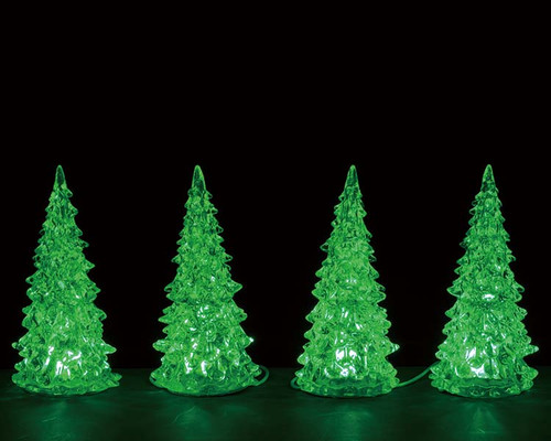 94518 - Crystal Lighted Tree, 3 Color Changeable, Small, Set/4, Battery-Operated (4.5-Volt) - Lemax Trees