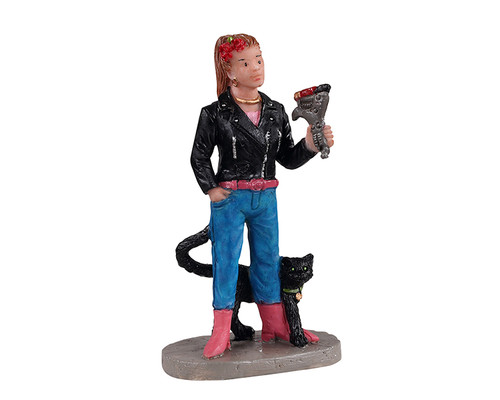 12045 - Tattoo Katarina & Cat - Lemax Spooky Town Halloween Village Figurines