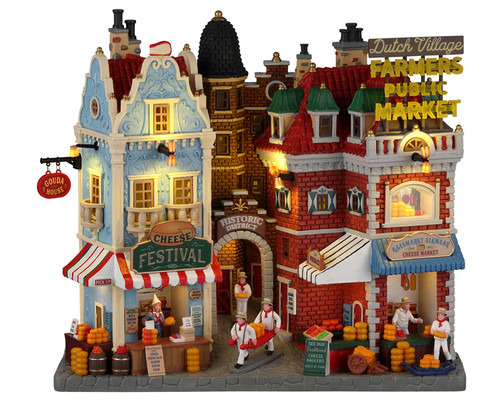 25868 - Dutch Cheese Festival and Farmers Market, Battery-Operated (4.5-Volt) - Lemax Christmas Village Facades