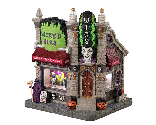 35014 - Wicked Wigs, Battery-Operated (4.5-Volt) - Lemax Spooky Town Houses