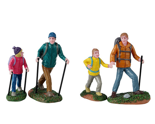 42313 - Father and Daughter Hikers, Set of 4 - Lemax Christmas Village Figurines