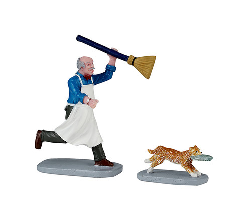 42332 - Feline Fish Thief, Set of 2 - Lemax Christmas Village Figurines