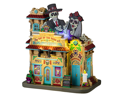 45208 - Day of the Dead Emporium, Battery-Operated (4.5-Volt) - Lemax Spooky Town Houses