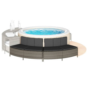  Hot Tub Benches with Cushions 2 pcs Gray Poly Rattan A949-365617