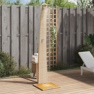  Outdoor Shower Beige 21.7"x23.6"x88.2" Poly Rattan and Acacia Wood A949-368211