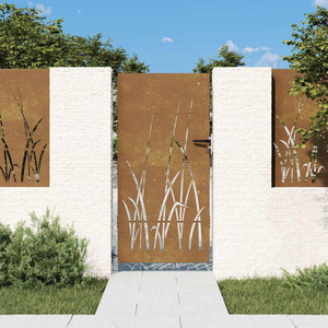  Garden Gate 33.5x68.9" Corten Steel Grass Design A949-153224