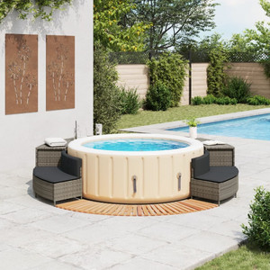  Hot Tub Surround Gray Poly Rattan and Solid Wood Acacia A949-3270646