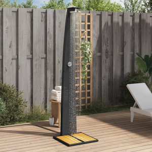  Outdoor Shower Black 21.7"x23.6"x88.2" Poly Rattan and Acacia Wood A949-368209