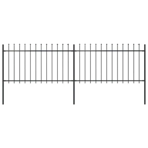  Garden Fence with Spear Top Steel 141.3"x39.4" Black A949-277612