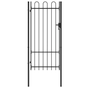  Fence Gate Single Door with Arched Top Steel 39.4"x78.7" Black A949-145744