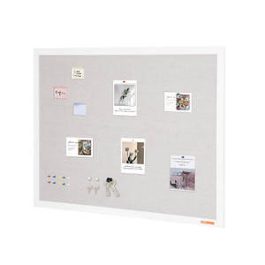 48"x36" White Cork Board with Linen Surface ?“ Stylish Wall-Mounted Bulletin Board for Home, School E415-RMB48X36WBSMBDAIDV0