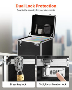 Portable File Storage Box, 15.6 x 12.6 x 15 inch Internal Chest Size, Locking Mobile Business Case  E415-WJBXJ16INCH07MHU7001V0