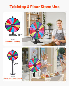 24 in Spinning Prize Wheel, 14 Slots Spinning Wheel with Stand, Adjustable Height Win Fortune Roule E415-LDSCJZL24INCW7RDZ001V0