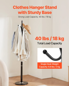 Coat Rack Freestanding, Coats Tree Stand with Stable Marble Base & 6 Hooks, Free Standing Hall Coat E415-YMJWGSJSSCP0JYMX6001V0